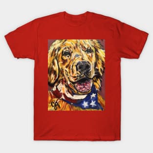 golden retriever dog with flag bandana T-Shirt